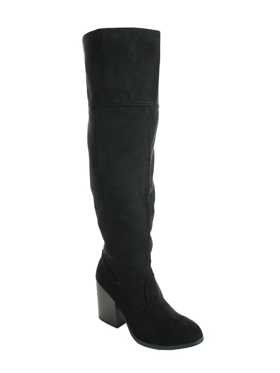 Womens Faux Suede Knee High Almond Toe Fringe Stiletto Boot Dark Ru