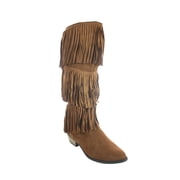 Qupid Womens S Faux Suede Knee High Chunky Heel Sweater Riding Boot Brown