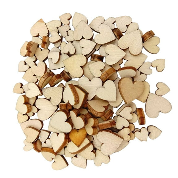 Quqiuxian 250pcs Heart-shaped Wooden Slices Craft Embellishments Wood Pieces Manual Accessories for DIY Art (6-12mm) (Mixed Size)
