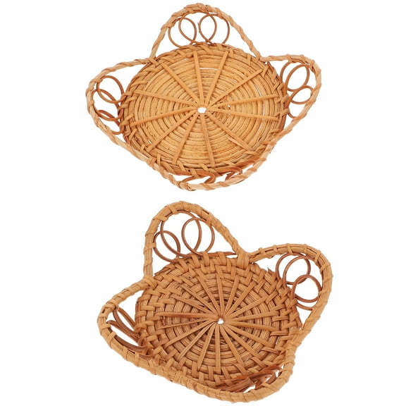 Quqiuxian 2pcs Rattan Weaving Candle Mats Creative Woven Candle Pads Desktop Decors