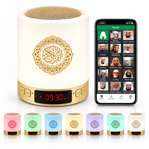 JUELUNE SQ122 Quran Speaker with Remote Control,Portable LED Bluetooth Touch Cube MP3 Music Player Night Light Rechargeable Speaker