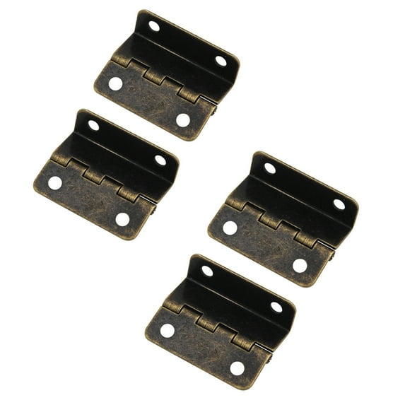 Quroko Small Cabinet Three-Fold Hinges, Iron Decorative Box Hinges for Cabinet, Door, Wardrobe (Silver, 4pcs)