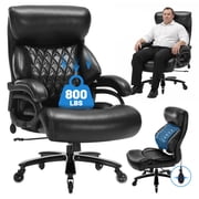 Qusaphy Big and Tall Office Chair, PU Leather Executive Chair, 600 lbs 8-Hour Heavy-Duty Design with Adjustable Lumbar Support, Suitable for Shag Carpets
