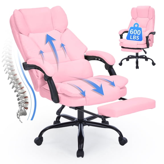 Qusaphy Heavy Duty 600 LBS Executive Office Chair, Breathable Fabric Big and Tall Computer Chair with Memory Foam Spring Cushion, 155° Recline Ergonomic Desk Chair with Lumbar Support