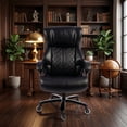 thumbnail image 1 of Qusaphy 800LBS Big and Tall Executive Office Chair, PU Leather Ergonomic Desk Chair with Adjustable Backrest and Thick Padded Cushion, Heavy Duty Chair for Home or Office Black, 1 of 9