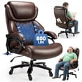thumbnail image 1 of Qusaphy 800LBS Big and Tall Executive Office Chair, PU Leather Ergonomic Desk Chair with Adjustable Backrest and Thick Padded Cushion, Heavy Duty Chair for Home or Office Brown, 1 of 7