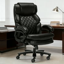 Qusaphy 800LBS Big and Tall Executive Office Chair, PU Leather Ergonomic Desk Chair with Adjustable Backrest and Thick Padded Cushion, Heavy Duty Chair for Home or Office Black