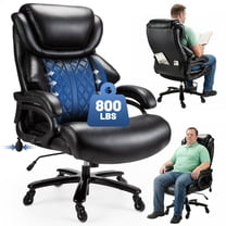 Qusaphy 800LBS Big and Tall Executive Office Chair, PU Leather Ergonomic Desk Chair with Adjustable Backrest and Thick Padded Cushion, Heavy Duty Chair for Home or Office Black