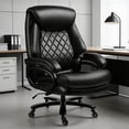 thumbnail image 1 of Qusaphy 800LBS Big and Tall Executive Office Chair, PU Leather Ergonomic Desk Chair with Adjustable Backrest and Thick Padded Cushion, Heavy Duty Chair for Home or Office Black, 1 of 9