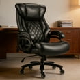 thumbnail image 1 of Qusaphy 800LBS Big and Tall Executive Office Chair, PU Leather Ergonomic Desk Chair with Adjustable Backrest and Thick Padded Cushion, Heavy Duty Chair for Home or Office Black, 1 of 10