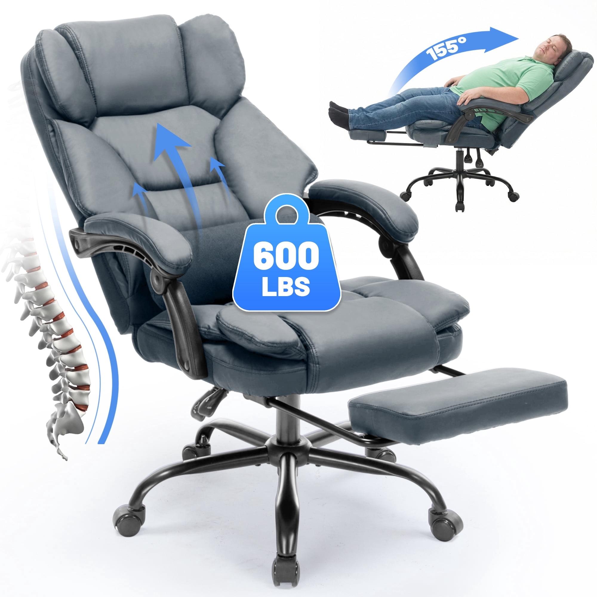 Qusaphy Heavy Duty 600 LBS Executive Office Chair, Breathable Fabric ...