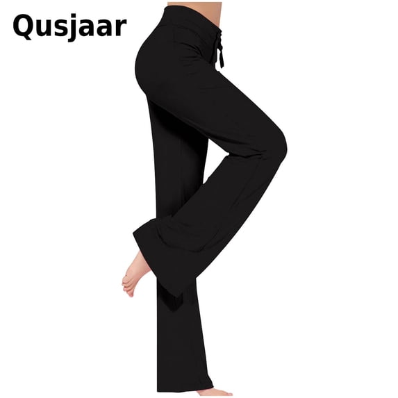 Qusjaar Yoga Pants for Women High Waisted Leggings Drawstring Belly Control Stretch Loose Casual Workout Pants