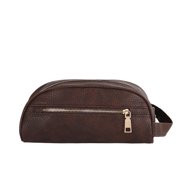 QutBag Travel Compact Handbag - Handmade Rustic Waxed Canvas Toiletry Bag for Men and Women Brownie