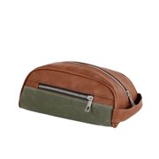 QutBag Travel Compact Handbag - Handmade Rustic Waxed Canvas Toiletry Bag for Men and Women Emerald