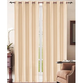 Qutain Linen Faux Silk Grommet Curtain Window Panel Solid Set of Two (2) 55" x 63 Many Colors