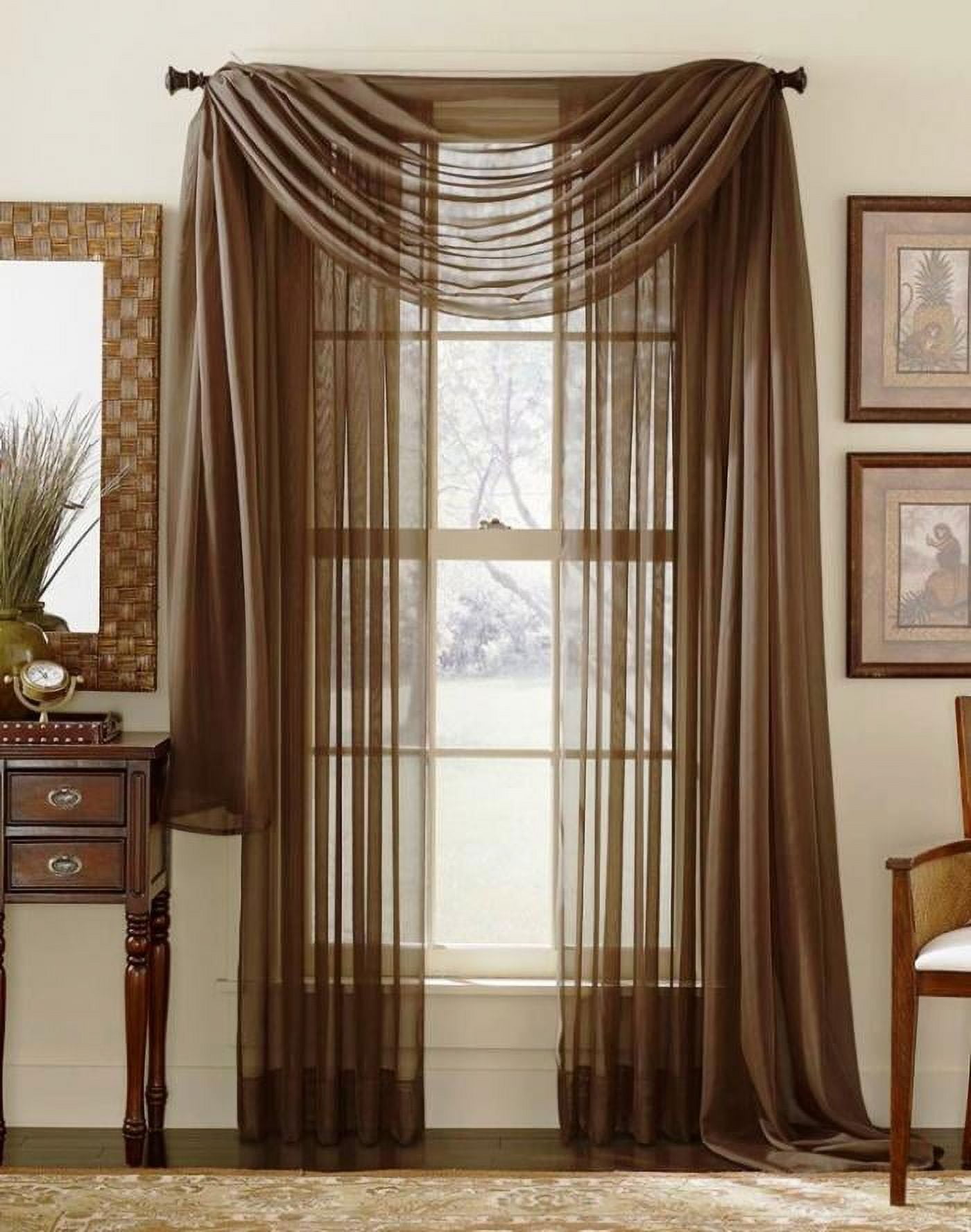 Qutain Linen Solid Viole Sheer Curtain Window Panel Ds Set Of Two 2 55 X 84 Inch Chocolate Brown Com