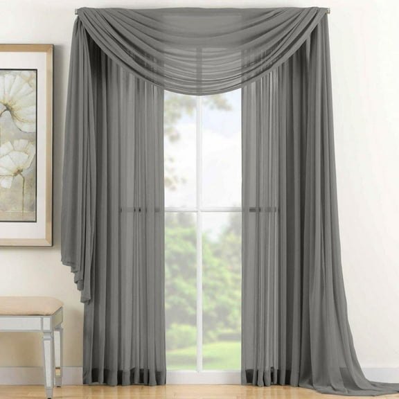 Qutain Linen Solid Viole Sheer Curtain Window Panel Drapes Set of Two (2) 55" x 84 inch - Gray