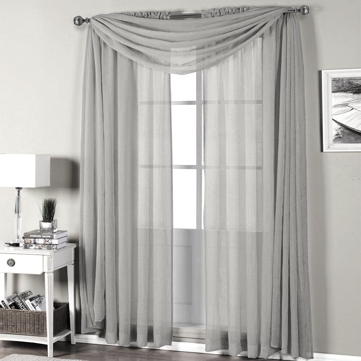 Draped Windows Qutain Linen Elegant 2-Piece Sheer Curtain Window Panel Drapes, 55