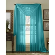Qutain Linen Solid Viole Sheer Curtain Window Panel Drapes Set of Two (2) 55" x 84 inch - Turquoise