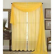 Qutain Linen Solid Viole Sheer Curtain Window Panel Drapes Set of Two (2) 55" x 84 inch - Yellow