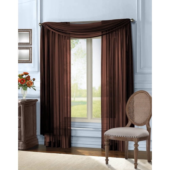 Qutain Linen Solid Viole Sheer Scarf Window Valance Topper 37" x 216 inch Many Colors