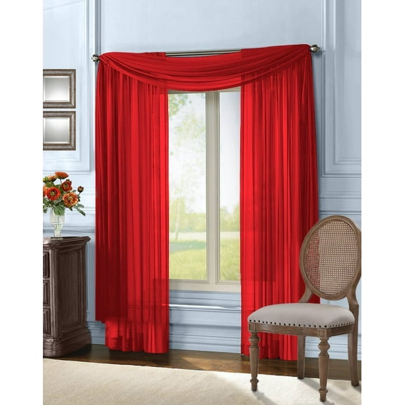 Qutain Linen Solid Viole Sheer Scarf Window Valance Topper 37" x 216 inch Many Colors