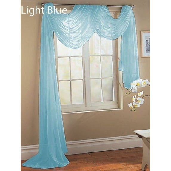 Qutain Linen Solid Viole Sheer Scarf Window Valance Topper 37" x 216 inch Many Colors