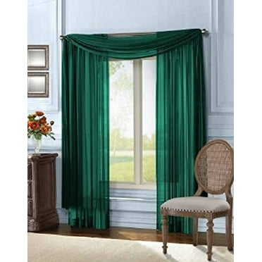 Qutain Linen Elegant Solid Sheer Scarf Valance, 37” x 216”