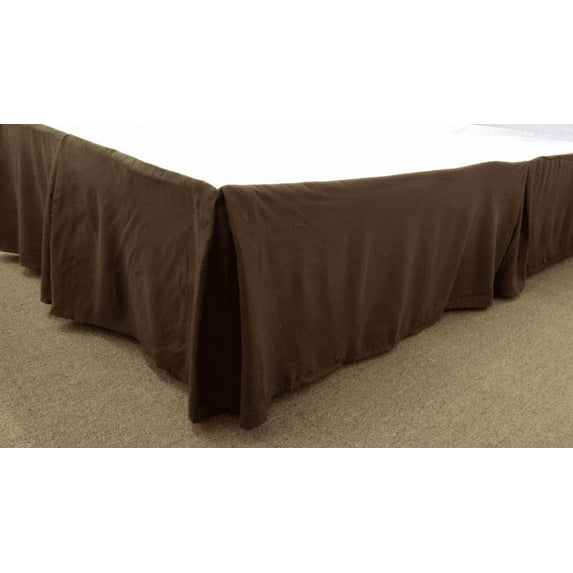 Qutain Linen Tailored Bed Skirt Dust Ruffle Solid Chocolate Brown Twin Size