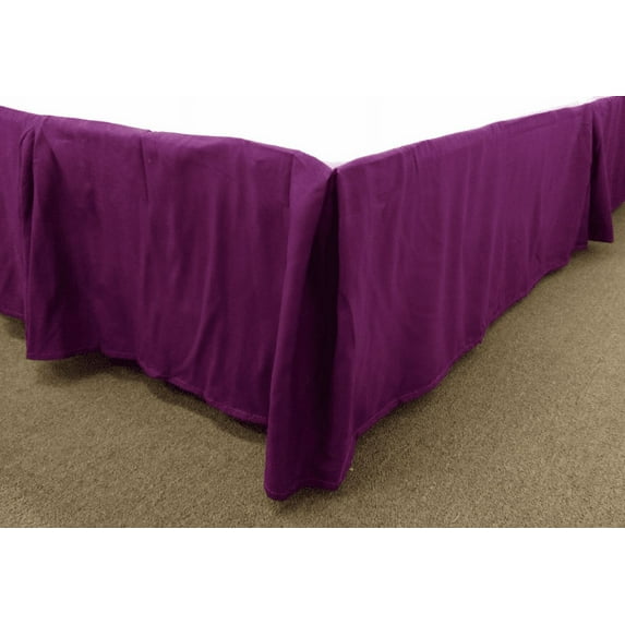 Qutain Linen Tailored Bed Skirt Dust Ruffle Solid Purple Queen Size