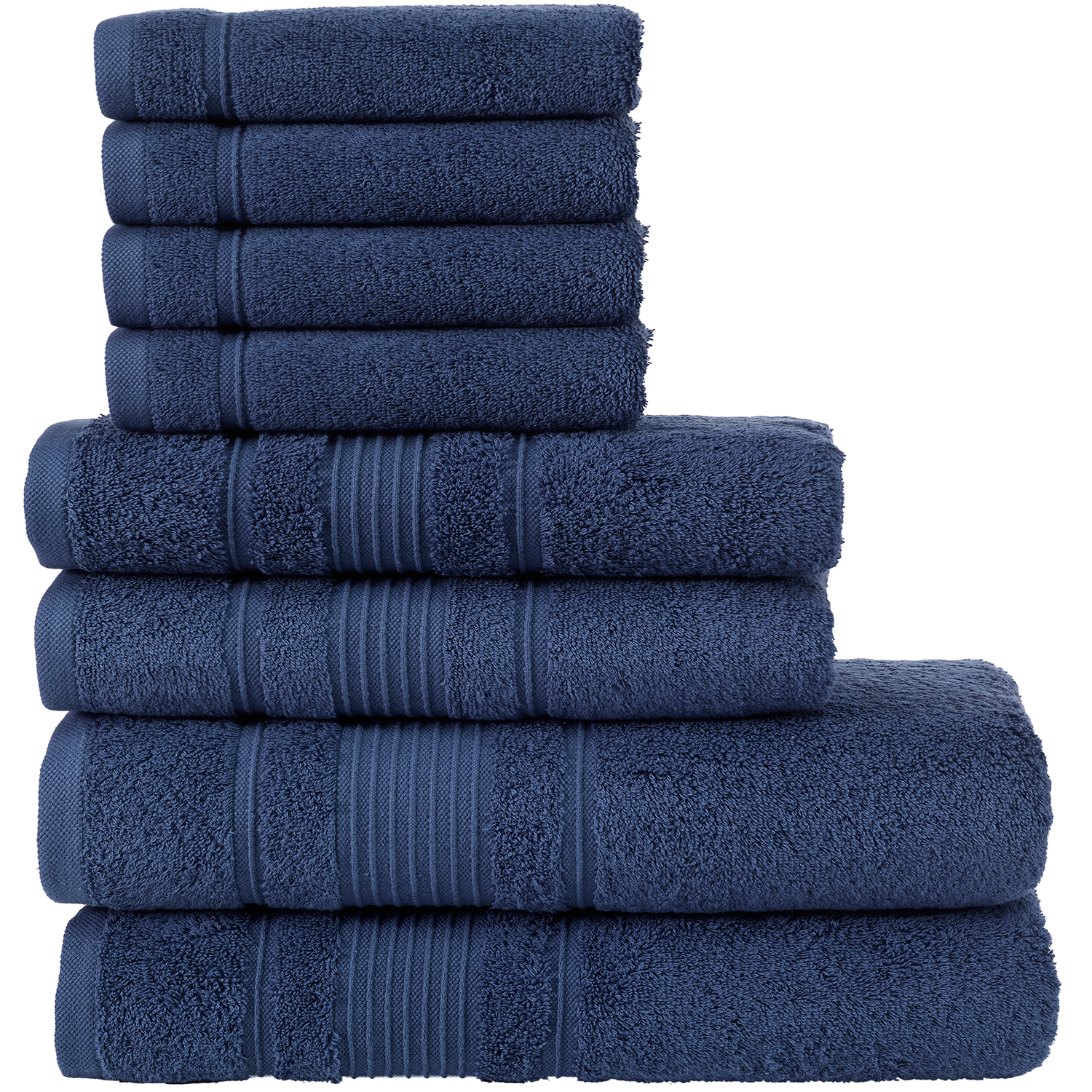 Qute Home Spa & Hotel Towels 8 Piece Towel Set, 2 Bath Towels, 2 Hand Towels, and 4 Washcloths - Navy Blue - image 1 of 3
