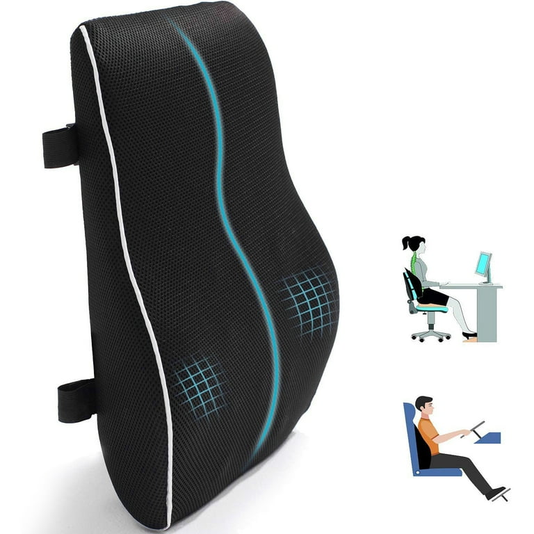 OriginalSourcing Comfort Lumbar Support Pillow for Office Chair Car Pure  Memory Foam Back Cushion for Unisex Black 
