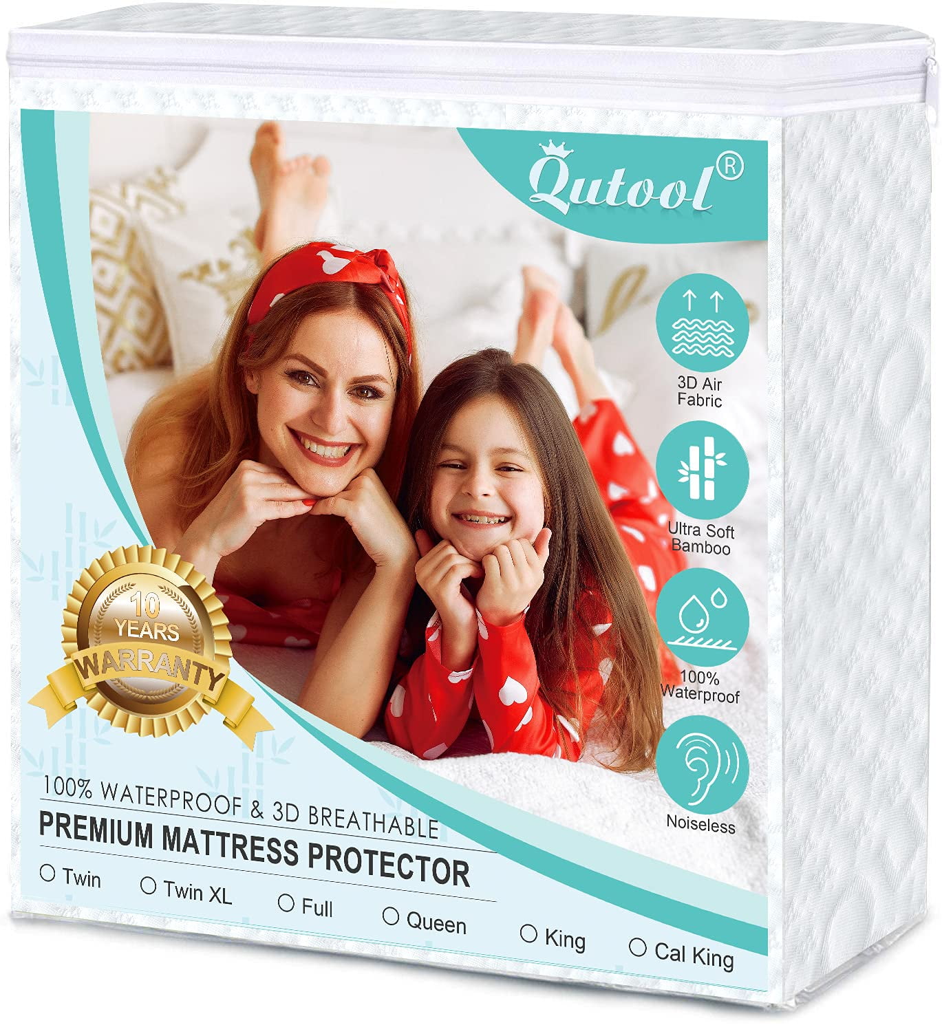 Qutool Mattress Protector Waterproof Twin Bamboo Mattress Pad Cover