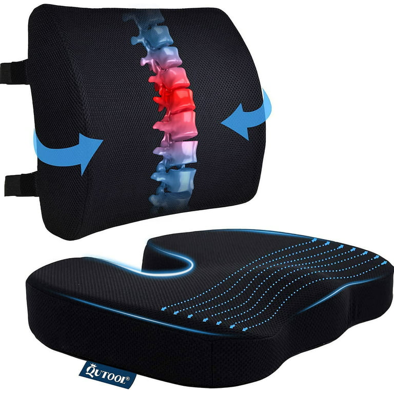 Lumbar Pillow Back Pain Support Seat Cushion For Car or Office Chair Memory  Foam