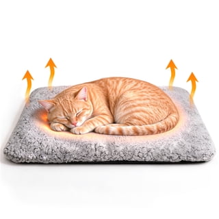 QUTOOL Self Warming Cat Bed for Indoor Cats, Fluffy Self Heating Pet Pad with Removable Washable Cover, Non Slip Dog Bed for Small Dogs, Gray, 16×20 in