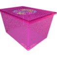 thumbnail image 1 of 50L Neon Light Pink, Plastic Storage Box with Lid, 20.7"x14.6"x12.2", Qutu, 1 of 4