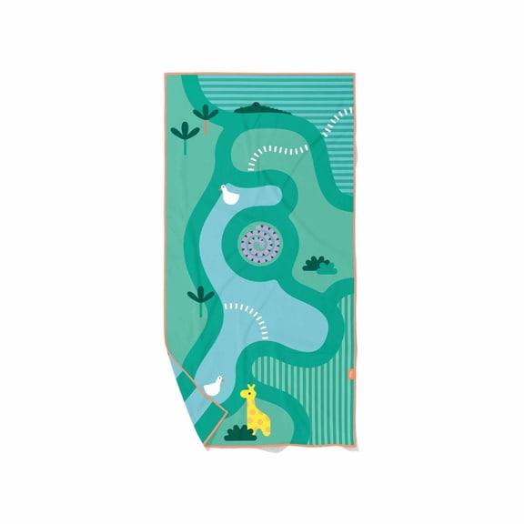 Quut Play Towel Safari Game, Kids and Toddlers, 2-in-1 Microfiber Beach Towel Cape, Age 1-6