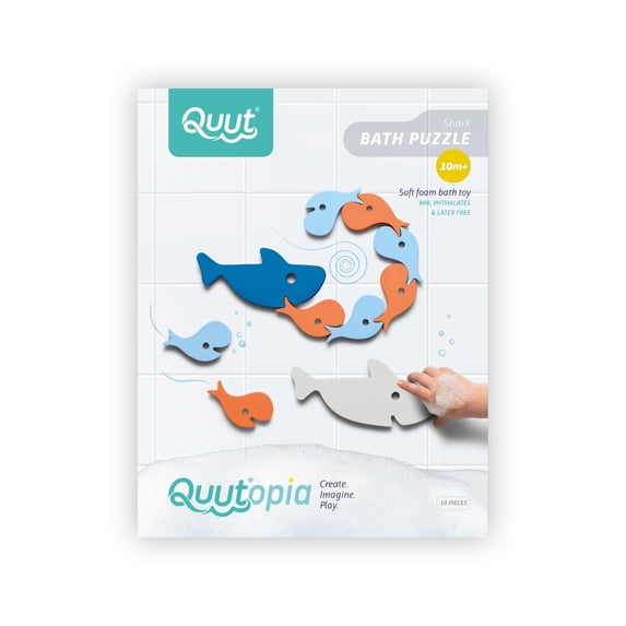 Quut Bath Puzzle Shark Toy, Babies and Toddlers, Foam Bath Toy Set, Ages 8 Months+
