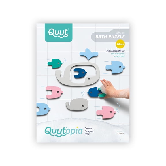Quut Bath Puzzle Whale Toy, Babies and Toddlers, Foam Bath Toy Set, Ages 8 Months+