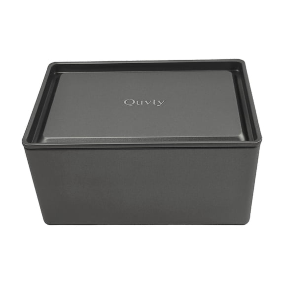 Quvty Rectangular Metal Storage Tin Box, Matte Gray Steel Container with Lid, 5.7 x 3.74 x 2.95 inch