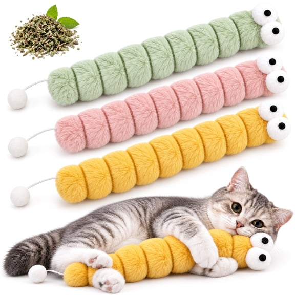 Quwri Cat Toys Pillows, Interactive Plush Kicker Toy with Catnip,14-Inch 3 Pack Soft Kick Sticks,Interactive Kitty Toys for Indoor Cats Bored Relief