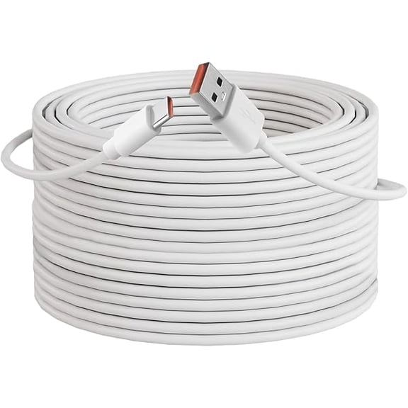 Quyaojz 10M Extra Long USB-C Cable,USB A to USB C Power Extension Charge Cable Fast Charging Cord for Mi 2K Security Cameras Smartphones Controller and Tablets Type C Charging Extension Lead (White)