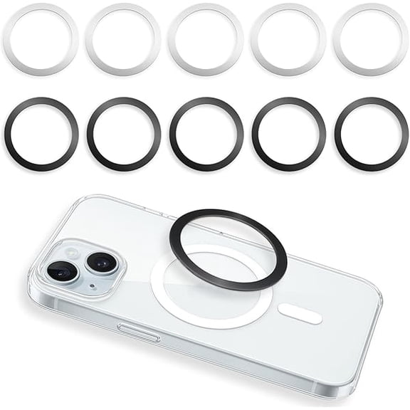 Quyaojz 10Pcs Magnetic Ring for Phone Case, Magnetic Phone Ring Ultra-Thin Universal Metal Rings Sticker Magnetic Wireless Charging Ring Car Charger Conversion Accessories