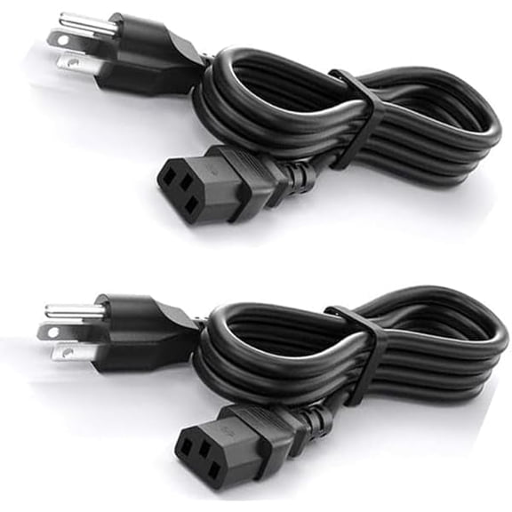 Quyaojz 6ft 10A 125V 18AWG AC Power Cable for PC, Printer, Networking Devices, Monitor, 3-Prong Computer Power Cord, Desktop Replacement Power Supply Cable, 2 Pack