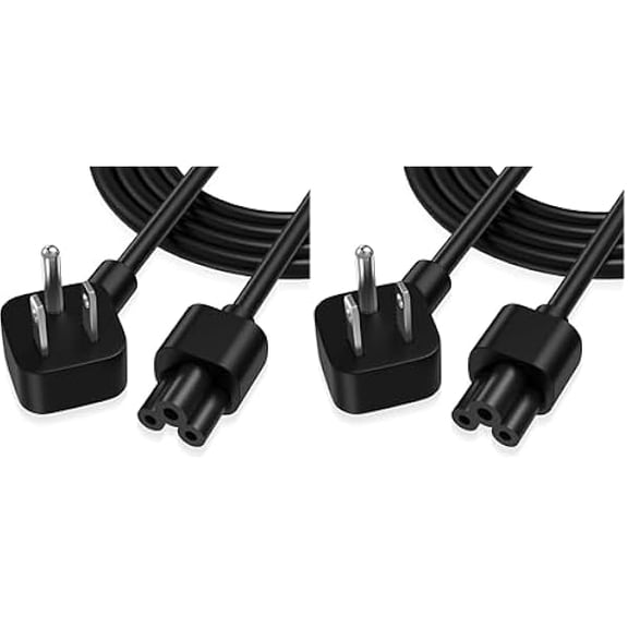 Quyaojz 10ft 3 Prong AC Laptop Power Cord Cable, 90 Degree Angled, NEMA 5-15P to IEC-320-C5, 18AWG, Replacement for Dell Hp Lenovo Acer Laptop Notebook Computer Supply Adapter, Black (Pack of 2)