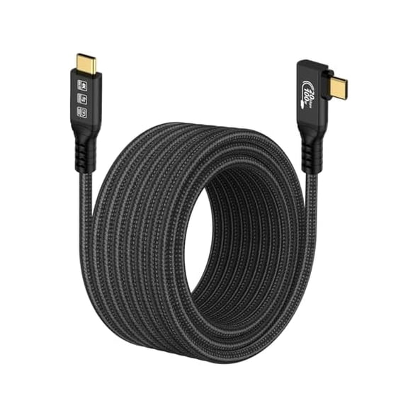 Quyaojz 16.5FT 20Gbps USB C 3.2 Gen 2 Cable, 5M 90Degree Type C 4K@60Hz UHD Video 5A/240W PD3.0 Fast Charge Cord w/E-Marker Compatible with Thunderbolt 3/4 MacBook Monitor