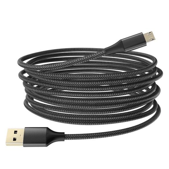 Quyaojz 16 FT Nylon - Braided Extra Long Micro USB 2.0 High - Speed Data Sync & Charging Cable - Compatible with PS4, PS4 Slim/Pro, Xbox One S/X Controller (Black)