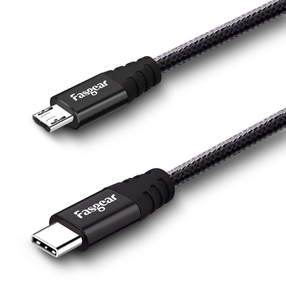 "Quyaojz 1M (3ft) Nylon - Braided USB C to Micro USB Cable - Compatible with Galaxy S7, HTC One/10 and More - Black "