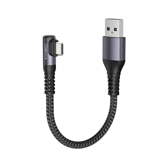 Quyaojz 1Pack USB C Android Auto Cable Right Angle 50CM 10Gbps Data USB3.1 Gen2 Type C 90 Degree QC3.0 3.1A USB A to C Charging for iPhone 17/16 Pro Samsung Note20 Galaxy S25/S24/ Z Fold 7
