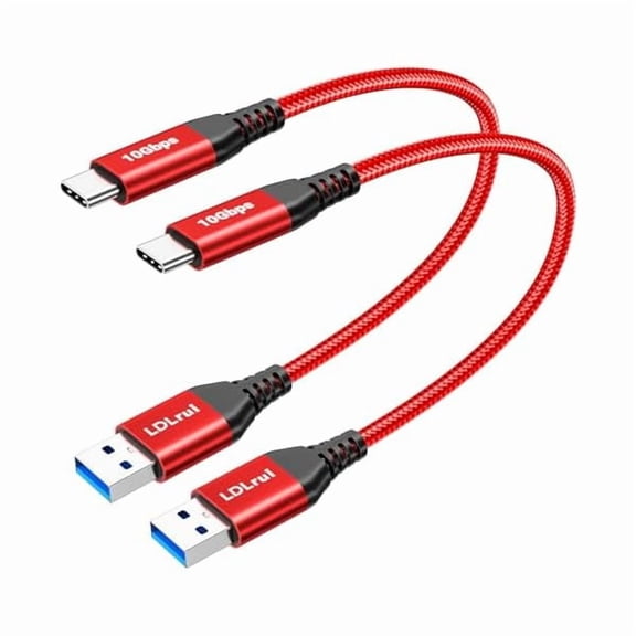 Quyaojz [1ft 2-Pack] USB A to USB C Cable 10Gbps Data Transfer 3.1A Fast Charging, USB3.2 Gen 2 Type C Charger Cord for iPhone 16/15 Pro, Samsung Galaxy S24/S23//A54, Portable SSD, Power Bank (Red)
